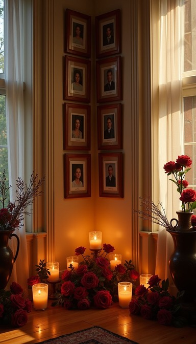 Free Candlelit Remembrance Corner Image - Memorial, Candlelight ... throughout Creating a Peaceful Memorial Corner with Hanging Spiritual Art Pieces