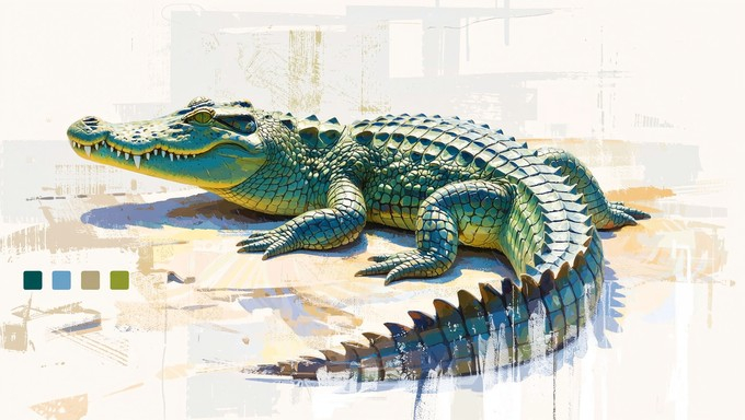 Free Emerald Crocodile Artwork Image - Crocodile, Reptile, Wildlife ... for Mercana White Tail Ii Oil Painting