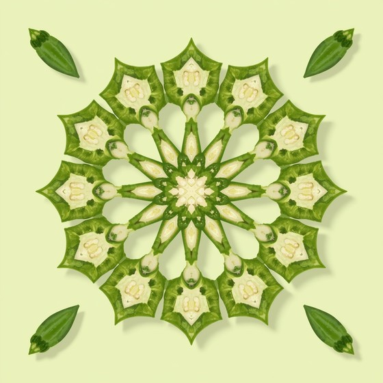 Free Green Vegetable Geometry Image - Okra, Mandala, Botanical ... in The Intersection of Algorithmic Geometry and Botanical Aesthetics in Digital Art