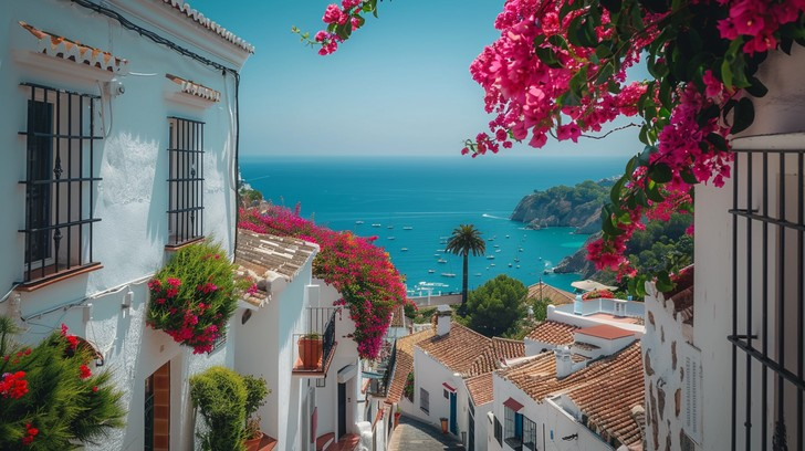 Free Mediterranean Coastal View Image - Mediterranean, Sea ... in Beautiful Italian Seashore View, Seashore Round Wall Art, 11"