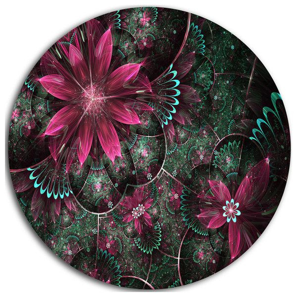 Glossy Green And Red Fractal Flowers, Floral Disc Metal Wall Art, Disc ... within Understanding the Craft of Creating Floral Large Disc Metal Wall Art in 2026
