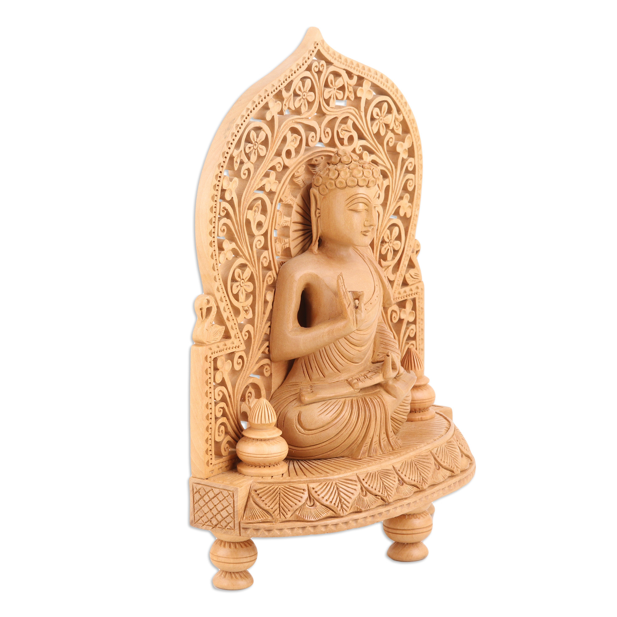 Hand-Carved Wood Buddha Sculpture With Traditional Motifs ... intended for How Master Woodcarvers Bring the Enlightened One to Life Through Relief Sculpture
