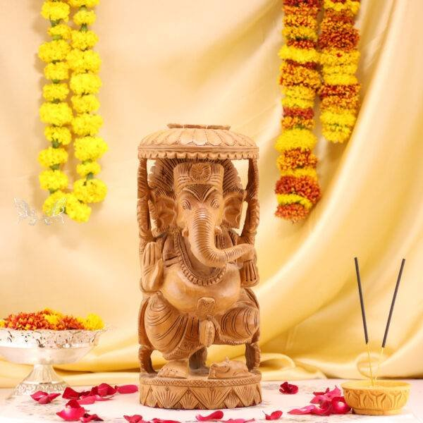 Hand-Carved Wood Ganesha Idol – Divine Artistry In Every Detail ... within Understanding the Craft Behind Hand Painted Oil Artistry on Wood Panels