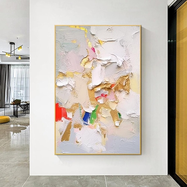 Hand Painted Colourful Thick Texture Abstract Oil Painting Wall Art ... throughout Mann 60" Wide Canvas Art, Beige