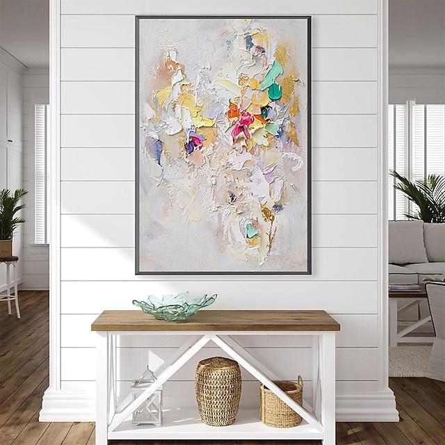 Hand Painted Colourful Thick Texture Abstract Oil Painting Wall Art ... with regard to The Story Behind Hand Painted Textures in Contemporary Wall Decor
