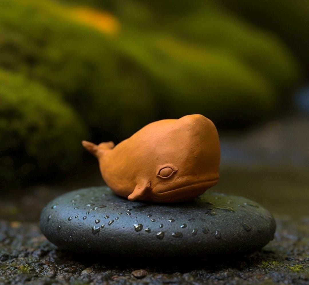 Handmade Terra-Cotta Whale Sculpture: Rustic Ceramic Figurine - Etsy pertaining to Handmade Terra-Cotta Tiger Head Wall Decor, Whitewashed