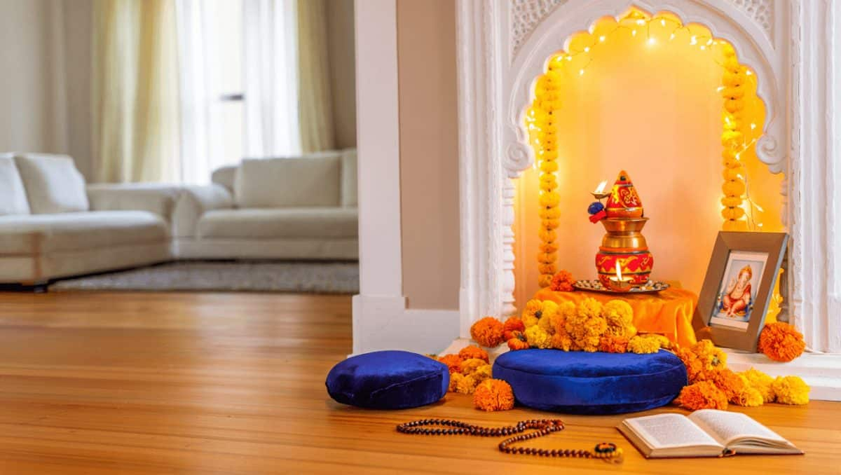 Hindu Mandir At Home: Quick Guide To Creating A Sacred Prayer Corner ... with "Heaven's Perfect Gift" Wrapped Canvas Art Print, 24"X24"X1.5"