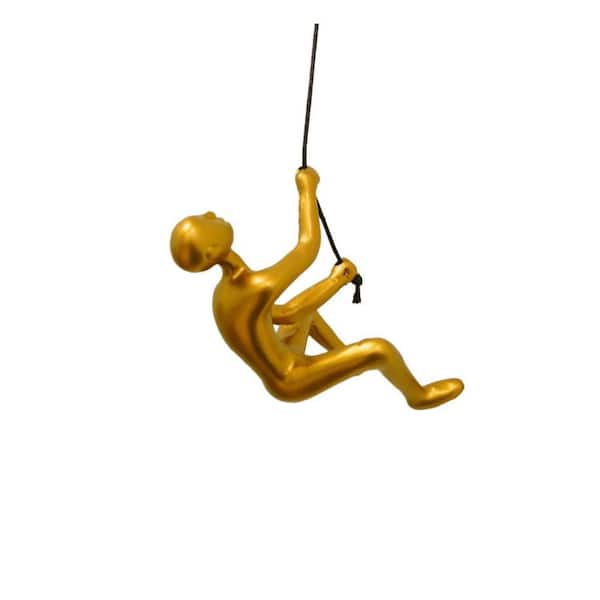 Homeroots 3 In. X 6 In. Gold Resin Unique Climbing Men Wall Art 2-Piece ... intended for Climbing Man Gold Wall Art, Set Of 4