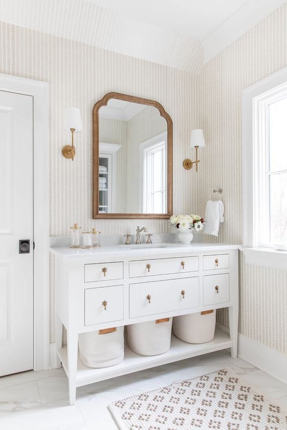 How To Make Your Small Bathroom Feel Larger – Jamie Naugle Interiors inside How to Wrap Your Half Bath in Drama Without Making It Feel Smaller
