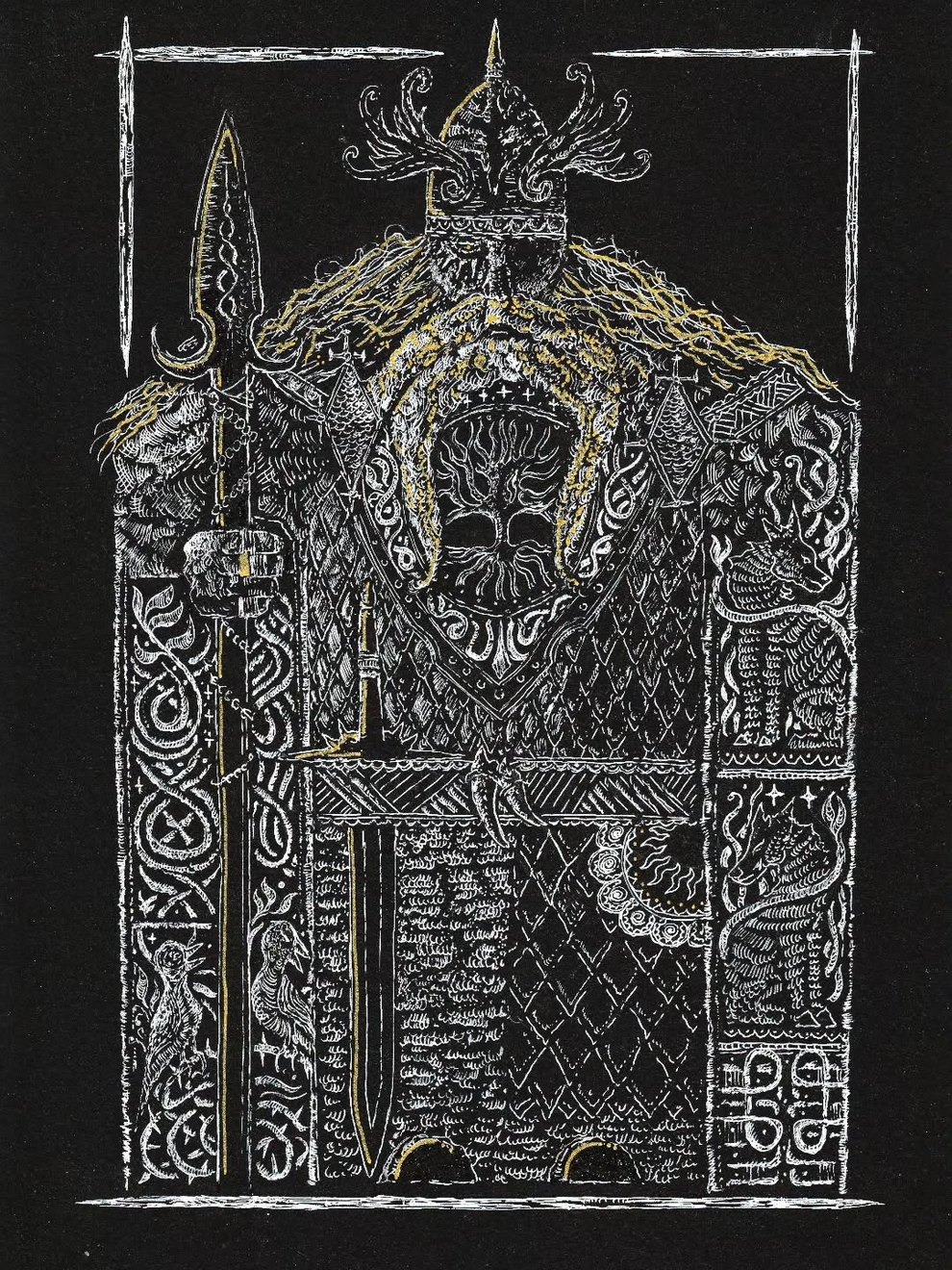 Illustrator Reimagines European Medieval And Folklore Spirits As A ... regarding Corvus Bird Of Prophecy Gothic Raven Skull Hanging Statue