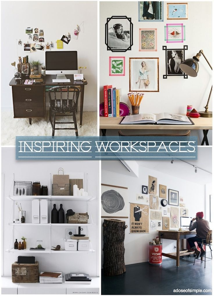 Inspiring Work Spaces | Workspace Inspiration, Work Space, Furniture ... in 3 Hardworking Rooms You Can Make Happier With Wallpaper