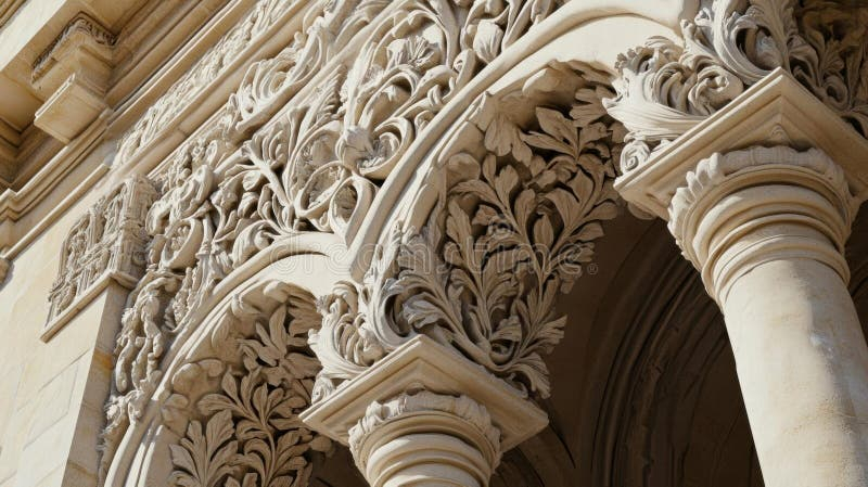 Intricate Stone Carving Adorns Archway With Ornate Floral Details And ... pertaining to Opera Ceiling Medallion 65, Architectural Friezes,Traceries And Tiles