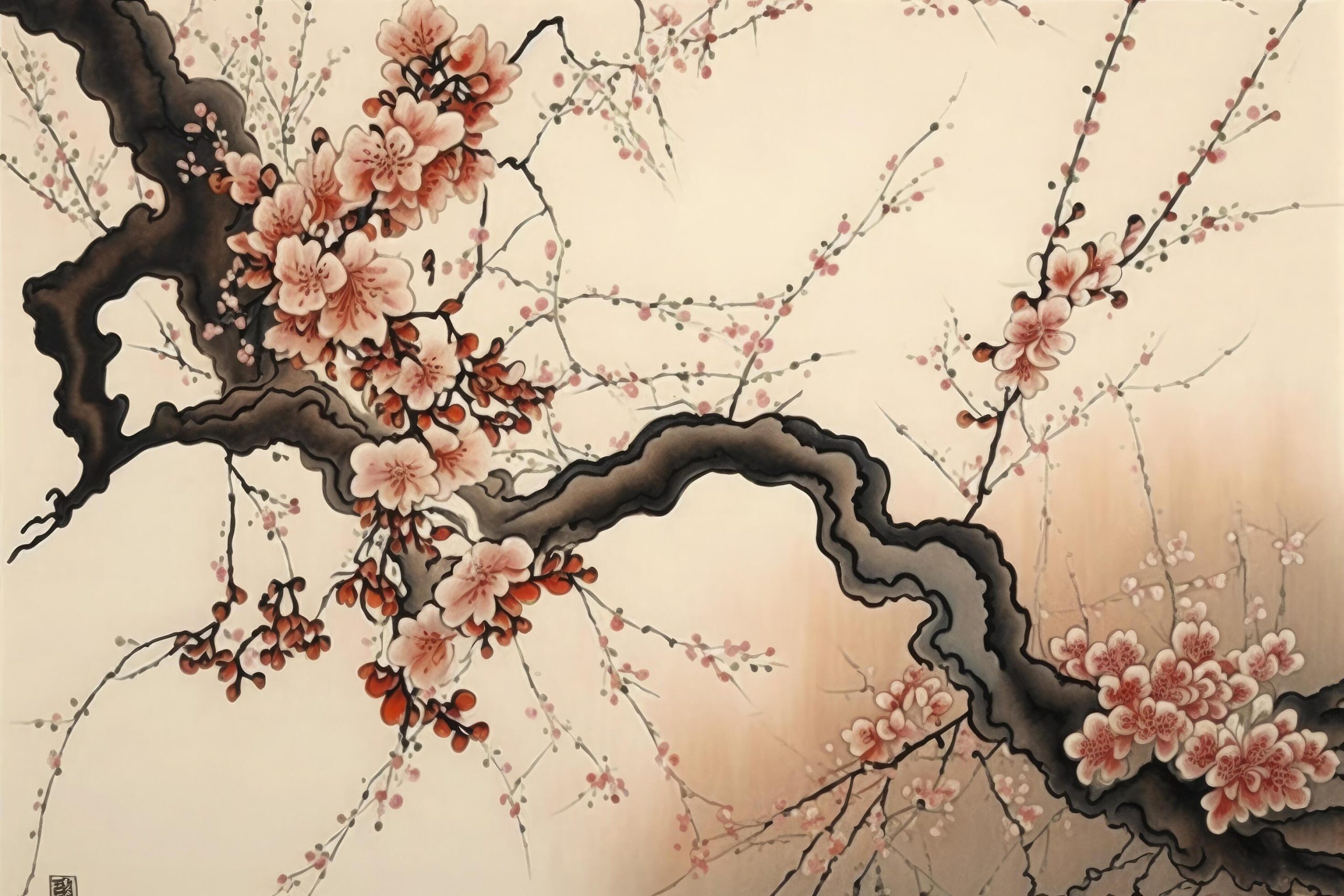 Japanese Cherry Blossom Watercolor Painting throughout Understanding the Symbolism of Orange Cherry Blossoms Hand Painted Canvas Art in Modern Interiors