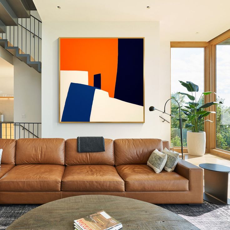 Large Square Abstract Multi Color Block Minimalist Wall Art Colorful ... in The Design Evolution of Oversized Color Block Minimalism in Modern Residential Spaces