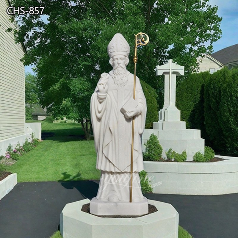 Life Size Outdoor Marble St Patrick Garden Statue For Sale pertaining to From Indoor Chapels to Garden Sanctuaries the Versatility of Saint Patrick Sculptures