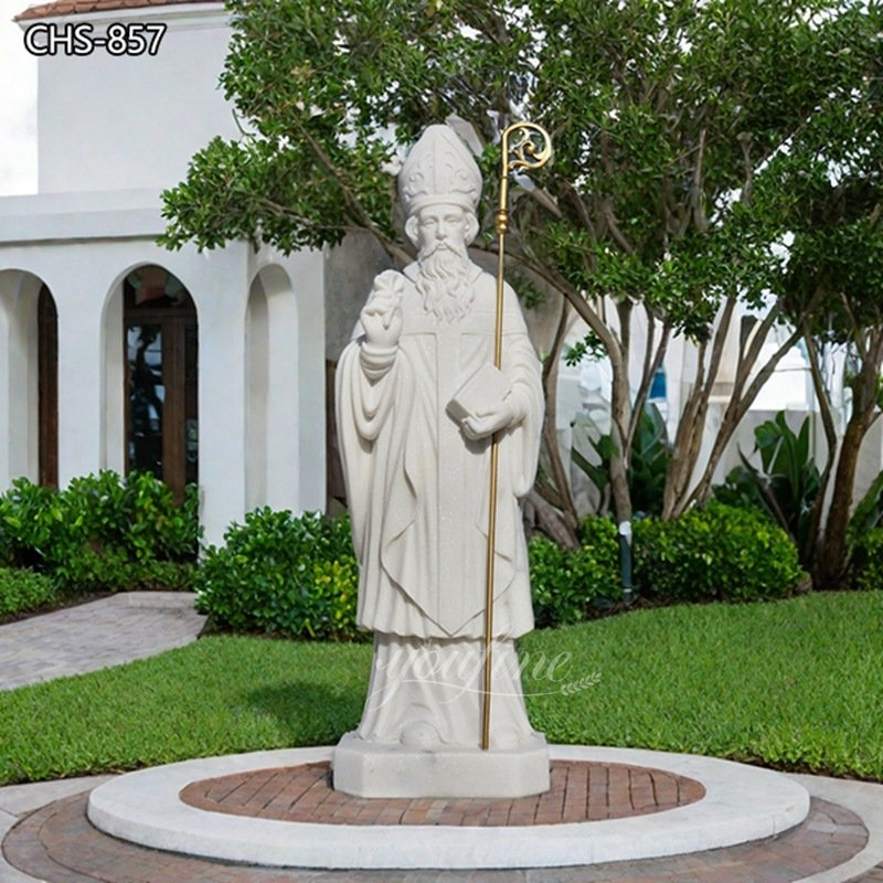 Life Size Outdoor Marble St Patrick Garden Statue For Sale pertaining to Saint Patrick Plaque Religious Sculpture