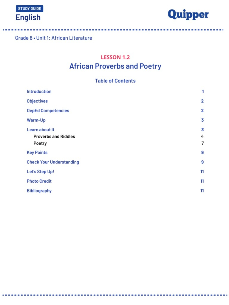 Me Eng 8 Q1 0102 - Sg - African Proverbs And Poetry | Pdf | Proverb ... pertaining to Guest Picks: Type-Based Art Prints - (Prints Bisa Jadi Wall Art)