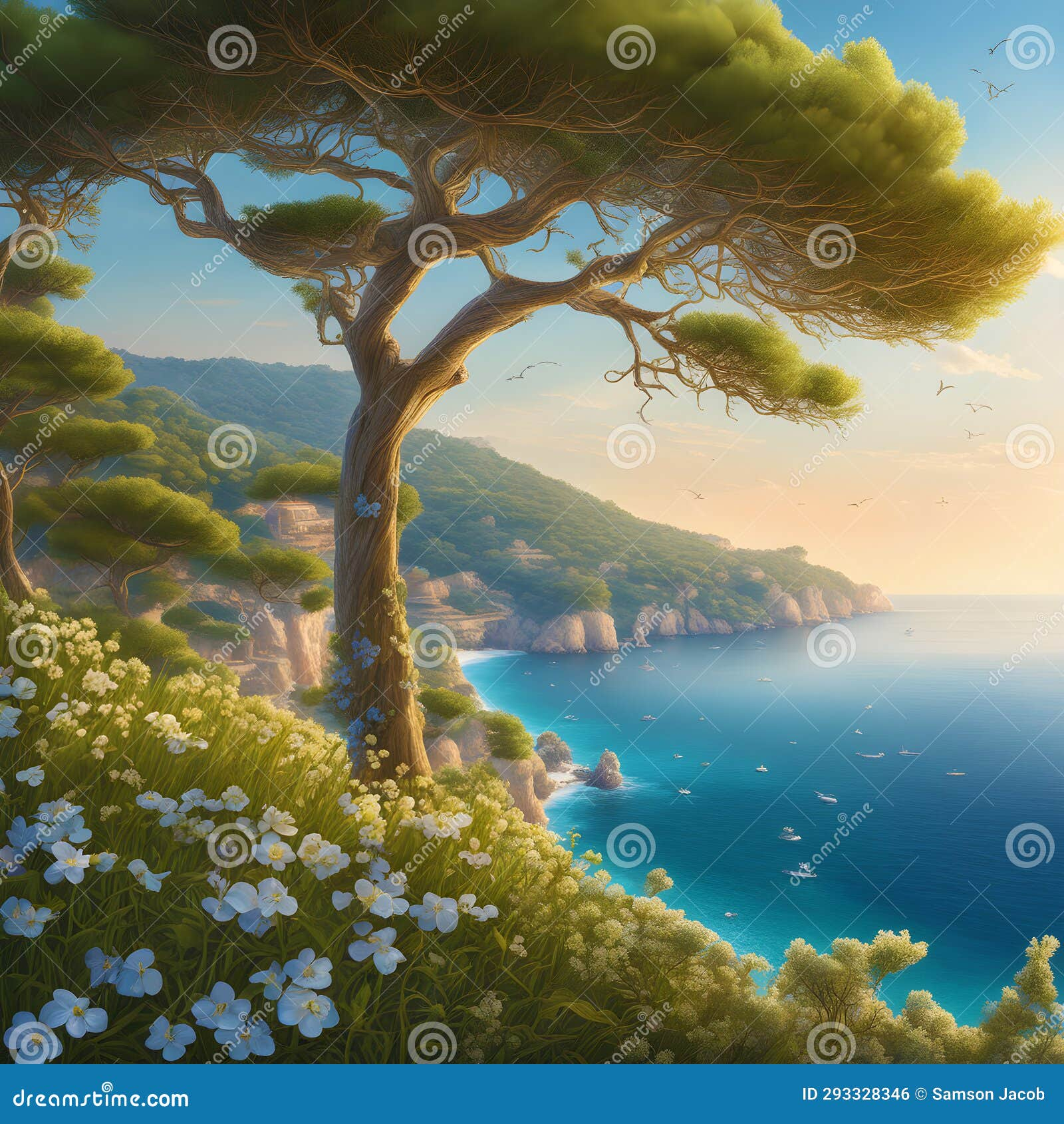 Mediterranean Coast And Sea View On The Coast To The Sea Trees Pines ... within Finding Peace in Everyday Views of the Mediterranean Coastline