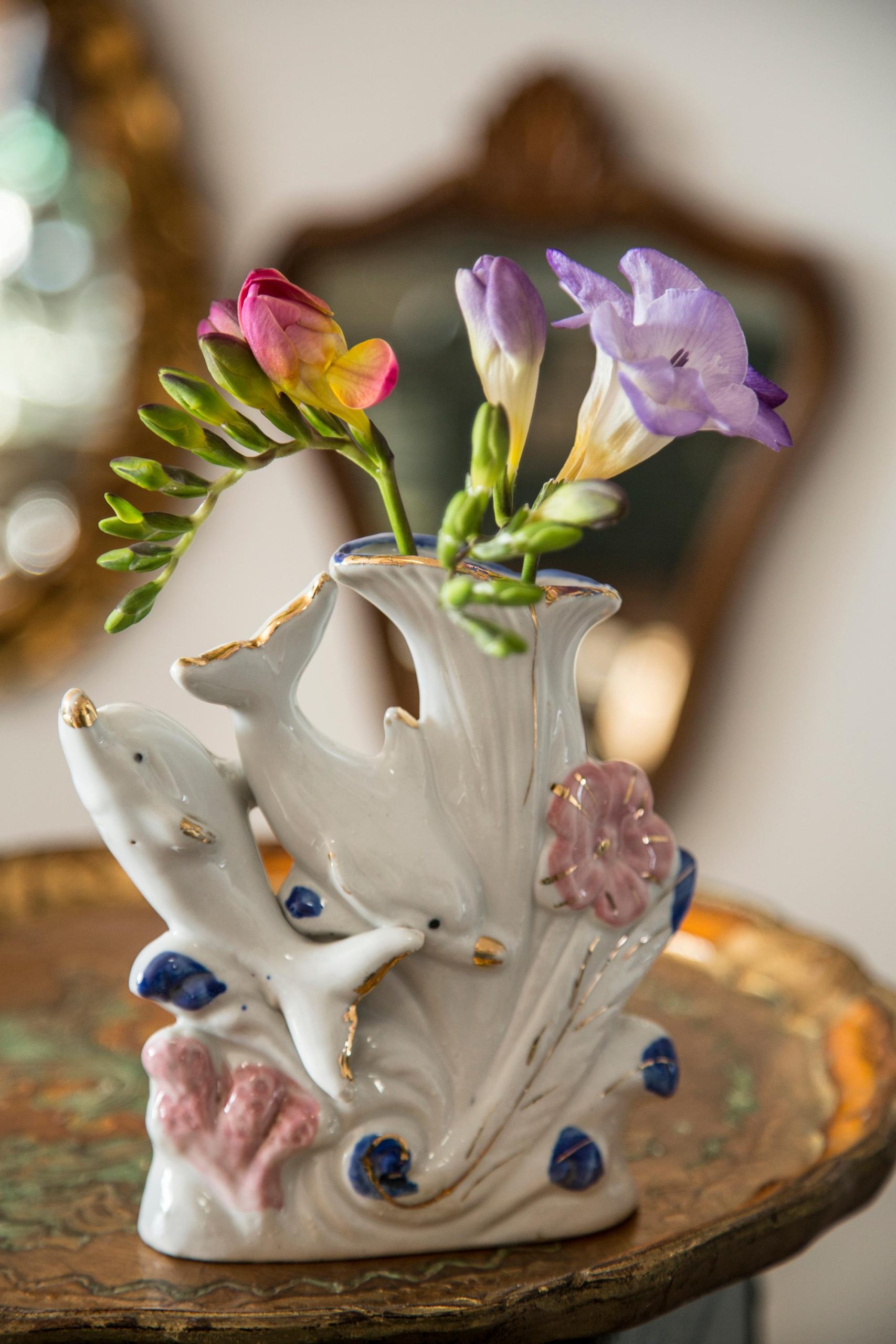 Midcentury Porcelain White Mini Vase With Dolphins, Hand Painted ... within Exploring the Handcrafted Heritage Behind ND Dolfi Ceramic Masterpieces