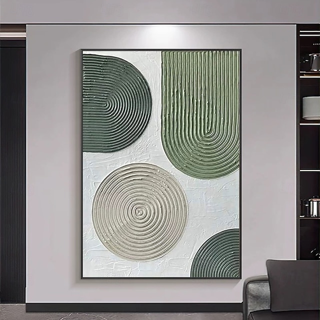 Mintura Hand Painted Green White Texture Thick Oil Paintings On Canvas ... with The Story Behind Hand Painted Textures in Contemporary Wall Decor