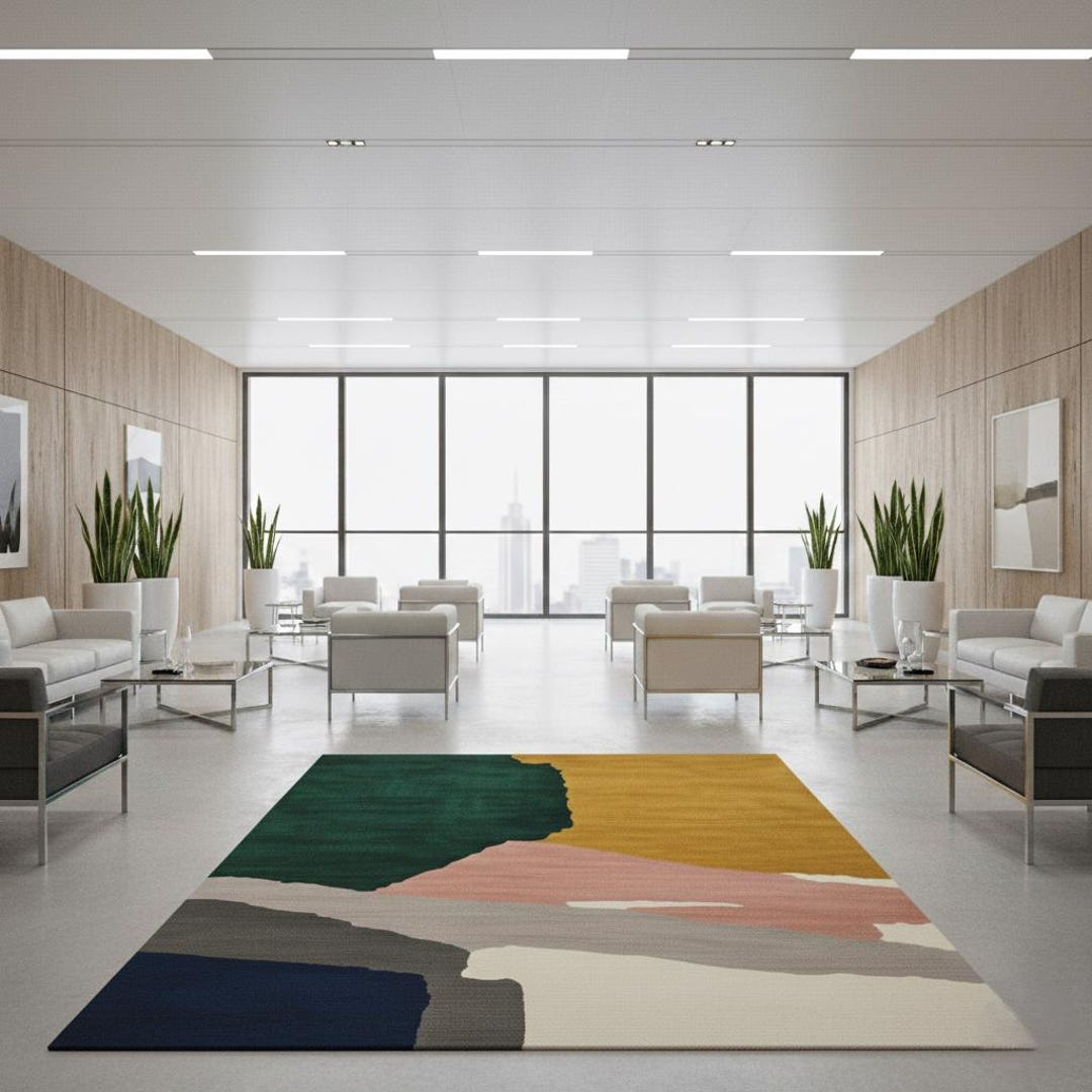 Modern Abstract Hand-Tufted Area Rug, Color Block Minimalist Carpet ... intended for 84X60 Inches Original Large Pink Green Abstract Modern Painting Minimalist