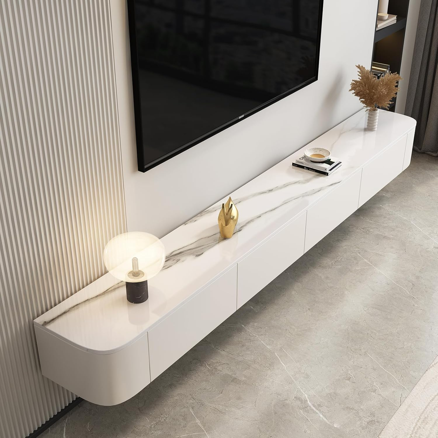 Modern Floating Tv Stand Wall Mounted Tv Cabinet With Under Tv Storage ... regarding How Floating Wall Mounts Create Subtle Depth in Contemporary Circular Coastal Decor