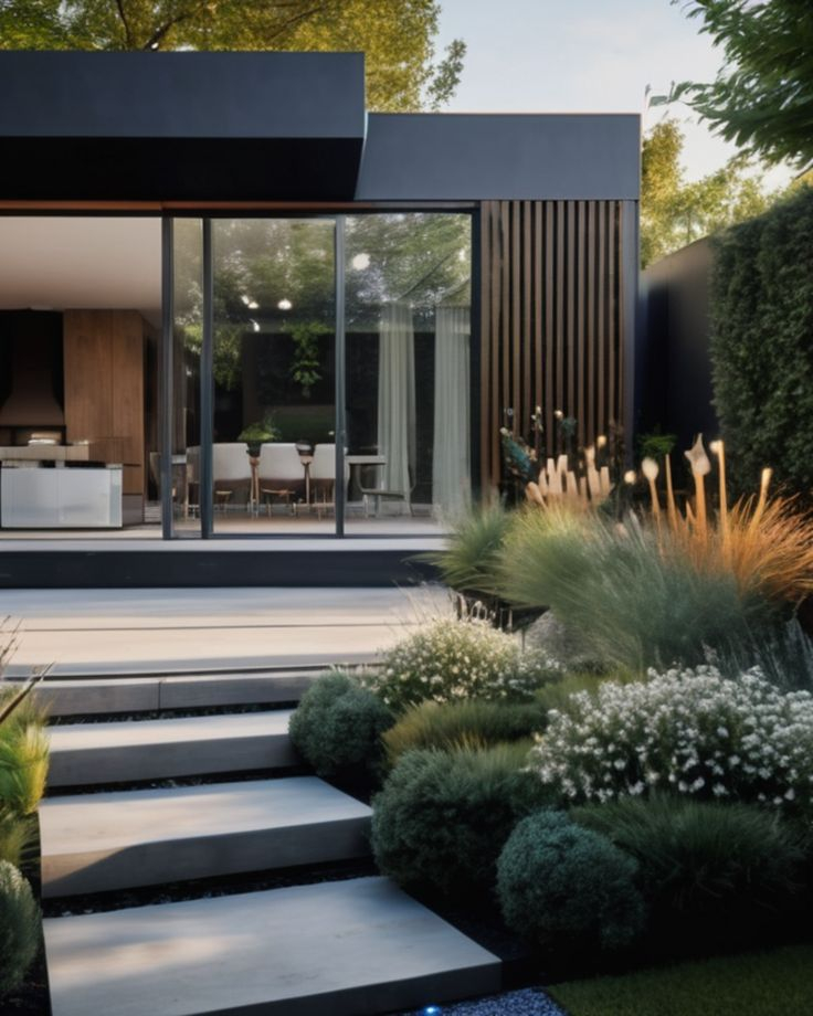 Modern Garden Oasis: Aesthetic Design In Nature | Contemporary Garden ... intended for Leafy Medallion 15, Children Classical Sculpture