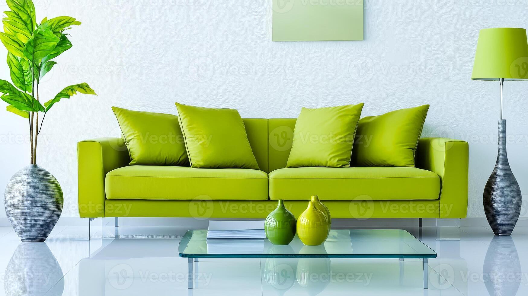Modern Living Room Interior With Lime Green Sofa 59968697 Stock Photo ... in How the Lime Green and Blue Abstract Palette Transforms Large Living Spaces