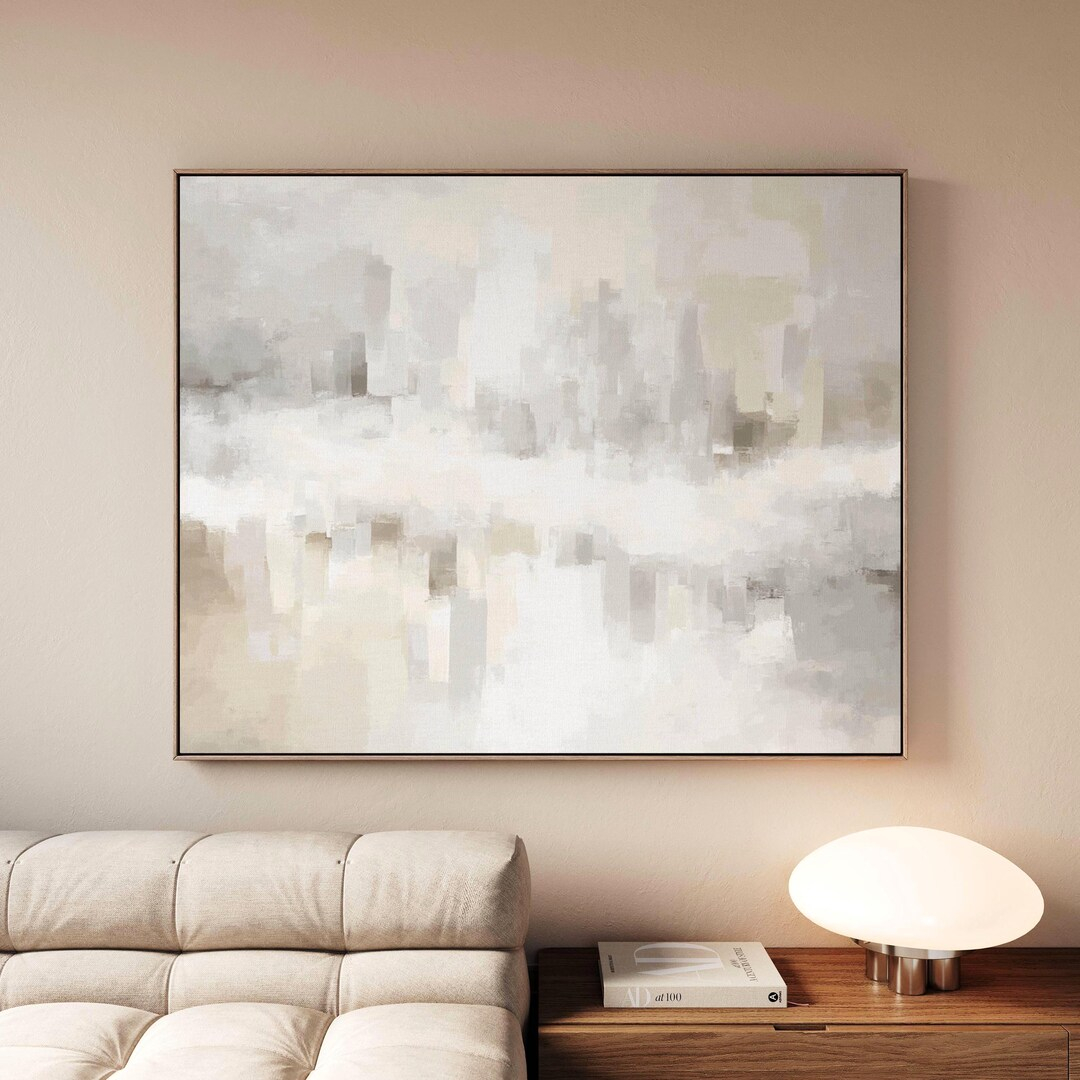 Neutral Abstract Canvas Wall Art, Soft Beige White Gray Painting ... regarding Understanding the Subtle Impact of Minimal Contemporary Artwork at Home