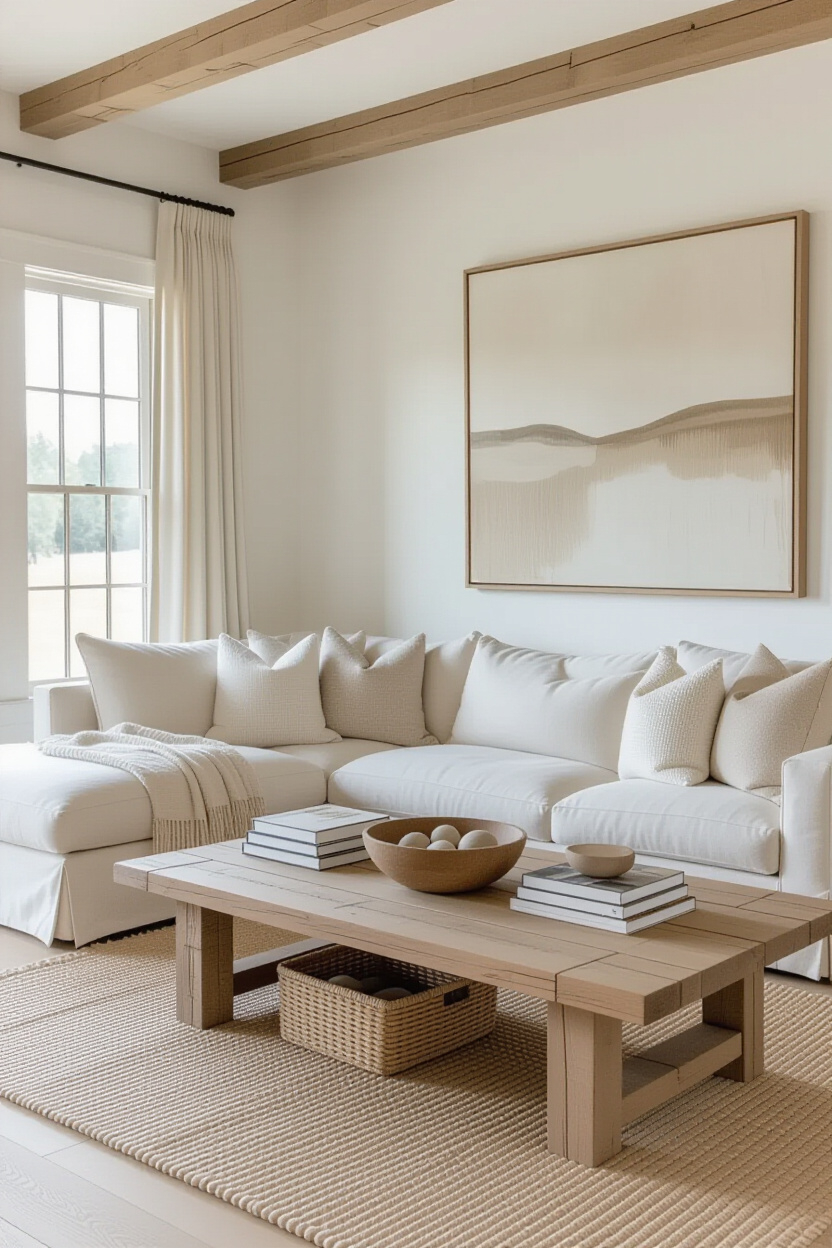 Neutral Living Room: Unleash Calm And Chic! - Trendyhomekitchen.com for The Geometry of Accent Pieces That Unify Neutral Living Spaces