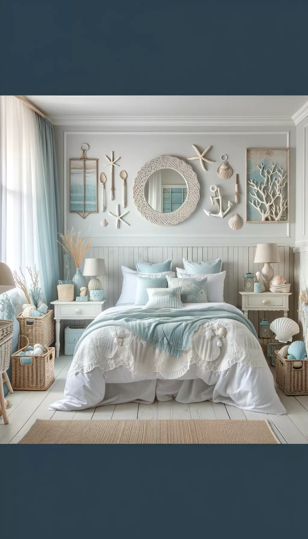 Ocean Aesthetic Room Decor within Rustic Dark Blue And White Decorative Ship Wheel 6'', Boat Steering Wheel