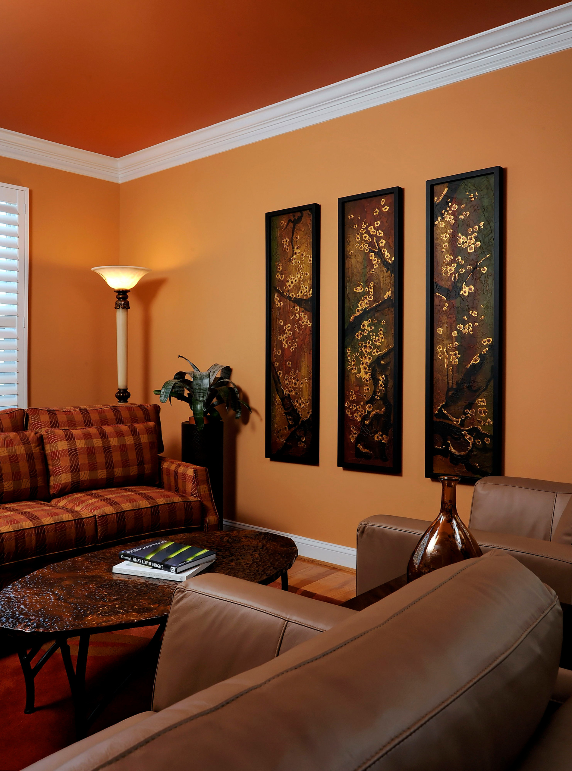 Orange And Brown Living Room Decorating Ideas | Baci Living Room within 60X48 Inch Original Brown Orange Large Abstract Art Contemporary
