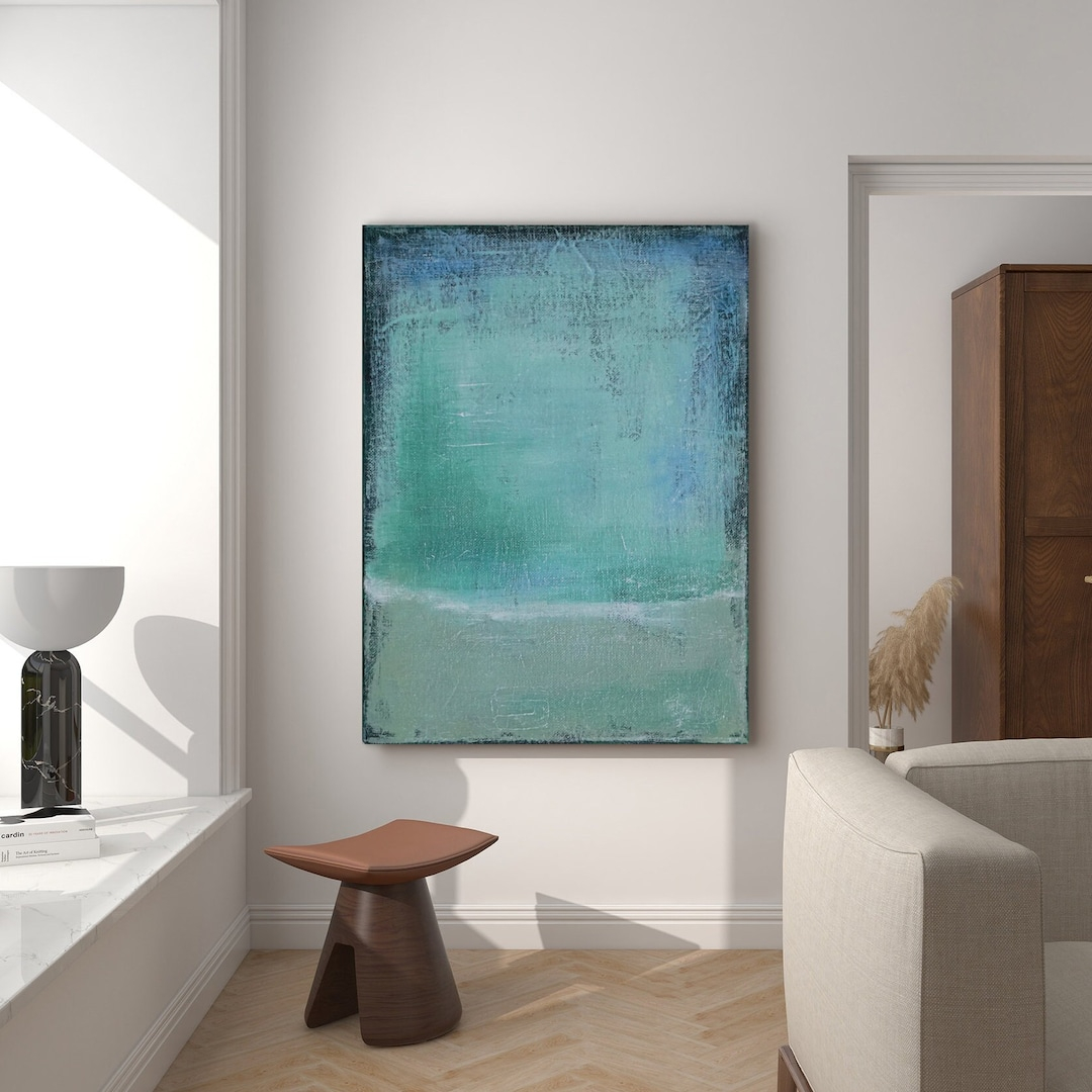 Original Blue Green Abstract, Minimalist Painting, Made To Order - Etsy pertaining to How the Lime Green and Blue Abstract Palette Transforms Large Living Spaces