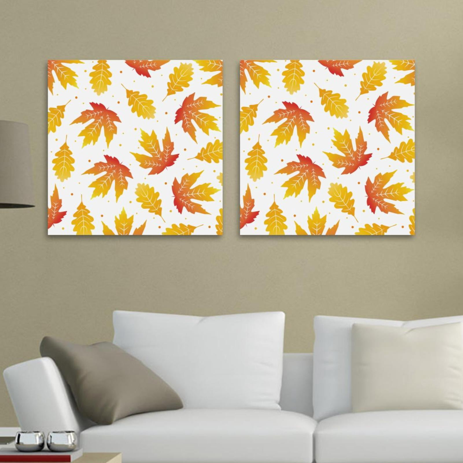 Ownseries Watercolor Yellow Autumn Maple Leaves Pattern 2Pc Canvas Wall ... within Transforming Blank Walls Into Serene Autumn Retreats Using Textured 36 by 48 Inch Canvas Paintings