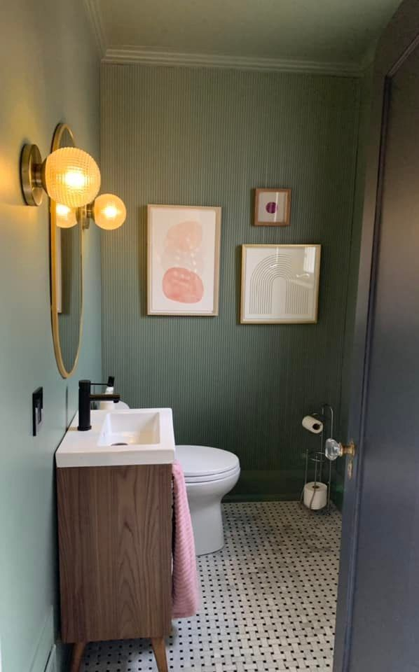 Painted Pole Wrap Walls | Home Remodeling, Pole Wrap, Bathrooms Remodel intended for How to Wrap Your Half Bath in Drama Without Making It Feel Smaller