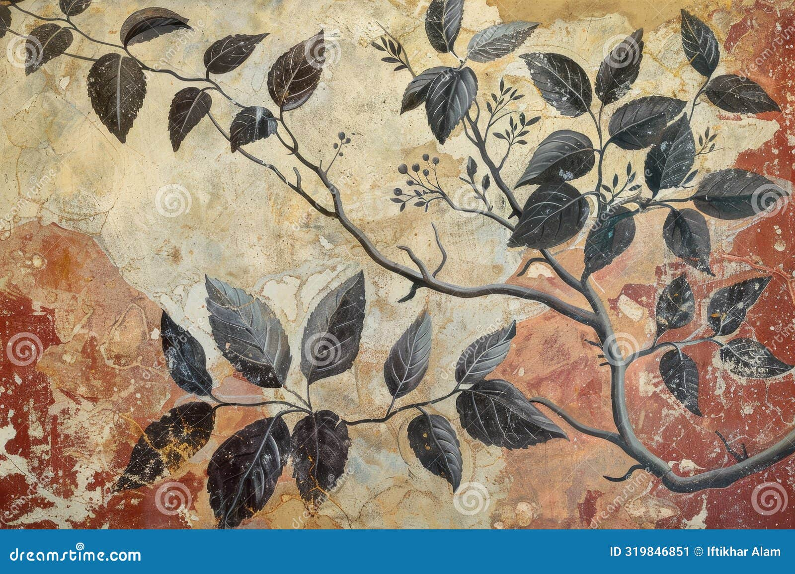 Painting Of Leaves Depicting Botanical Motifs On A Wall, Incorporate ... intended for The Hidden Geometry And Botanical Motifs That Define Historic Wall Reliefs
