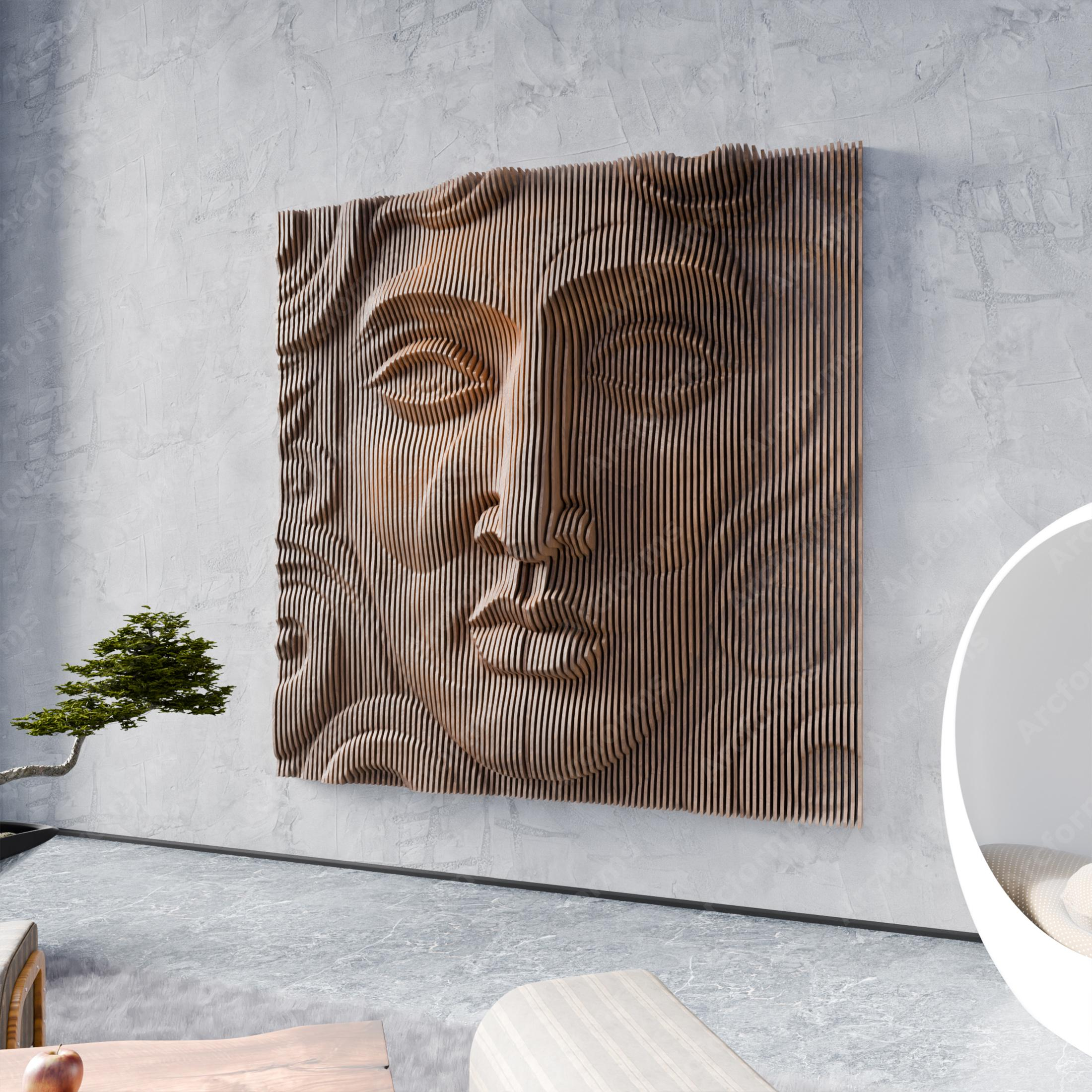 Parametric Wall Sculpture Plans | Picasso Woman Face Woodworking ... with regard to 60X48 Inch Original Brown Orange Large Abstract Art Contemporary