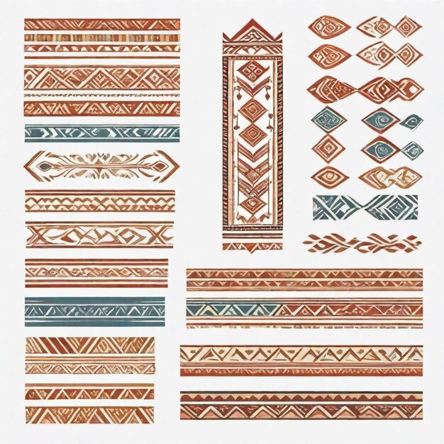 Person Incorporating Tribal Patterns Into Borders Detailed Vector Set ... inside The Evolution of Tribal Art and How 2026 Homeowners Are Incorporating Authentic Global Aesthetics