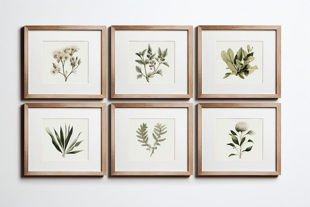 Premium Photo | A Collection Of Framed Botanical Prints Isolatedquot throughout Ginkgo Botanic Framed Wall Art