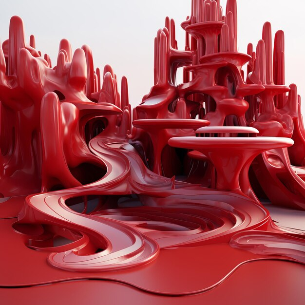 Premium Photo | Cinematic Dreamscape The Red Velvet Metropolis Zaha ... intended for How the Textures and Layers of Red Metropolis Canvas Art Create a Stunning Visual Experience