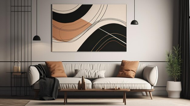 Premium Photo | Contemporary Lines Modern Minimal Wall Art In Room ... regarding Understanding the Subtle Impact of Minimal Contemporary Artwork at Home