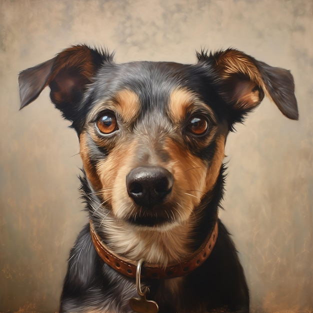 Premium Photo | Dog Portraits in Sober Brown Dog Portrait, Animal Round Metal Wall Art, 11"