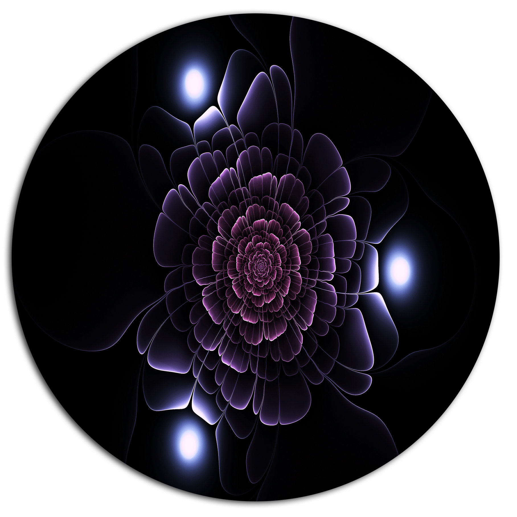 Purple Fractal Flower On Dark, Flower Large Disc Metal Wall Art, Disc ... inside Understanding the Craft of Creating Floral Large Disc Metal Wall Art in 2026