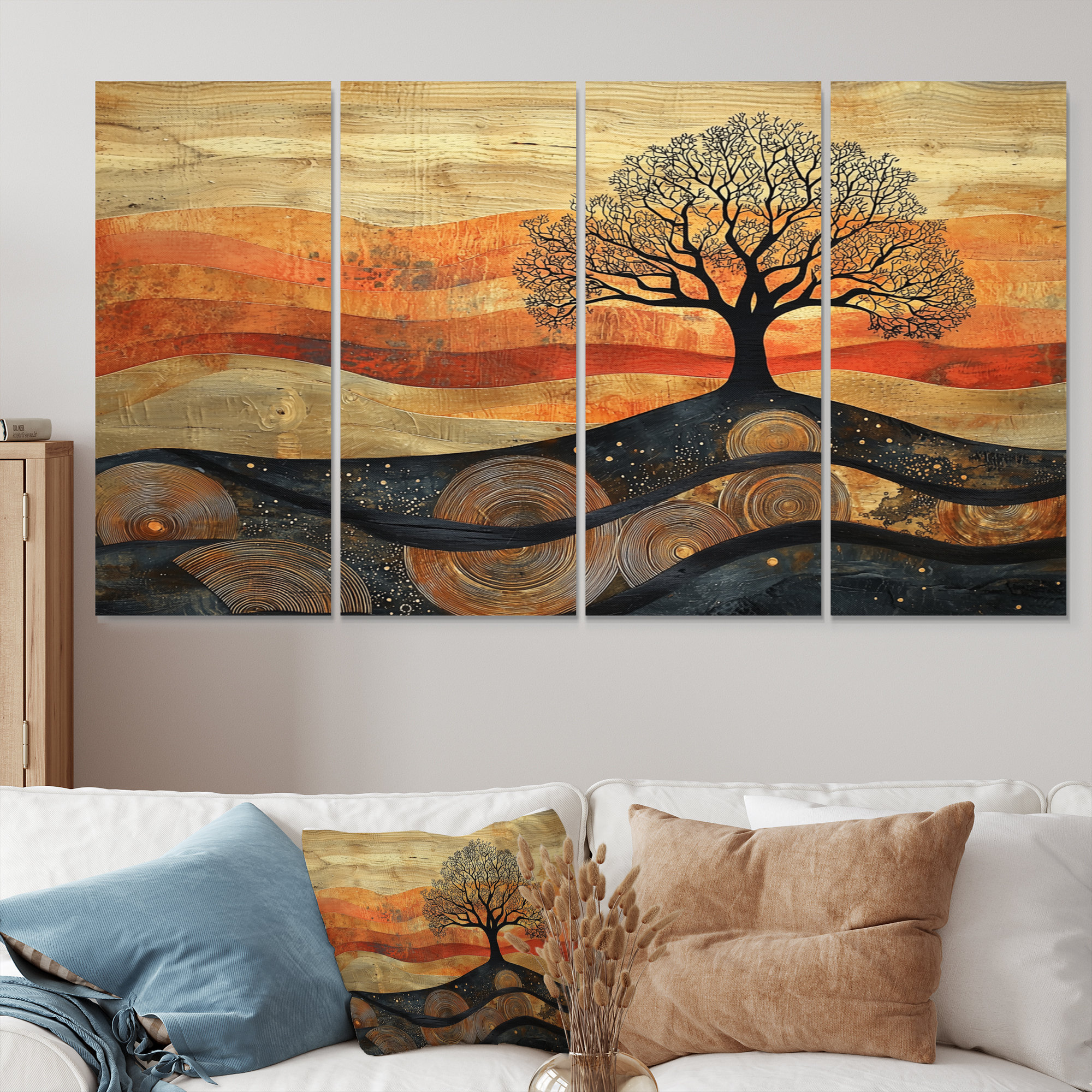 Red Barrel Studio Autumn Birch Tree With Roots Of Serenity Iii - Tree ... throughout The Story Behind Artisanal Whimsical Tree Wall Decor and Modern Interiors