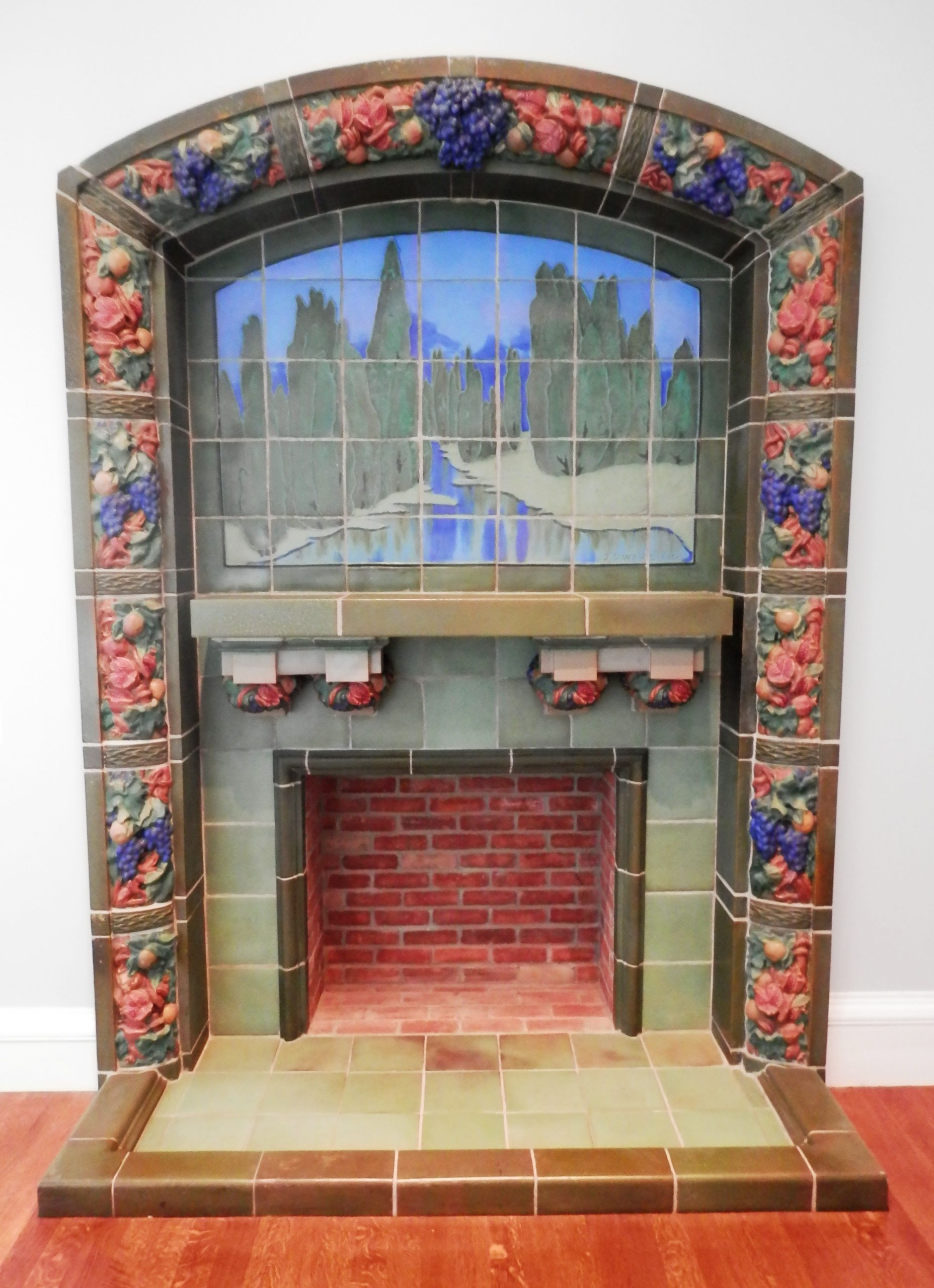 Rookwood Pottery Tile - Fireplace Surround - Cincinnati Museum Of Art ... within Cincinnati Tile 10, Architectural Over Door Plaques