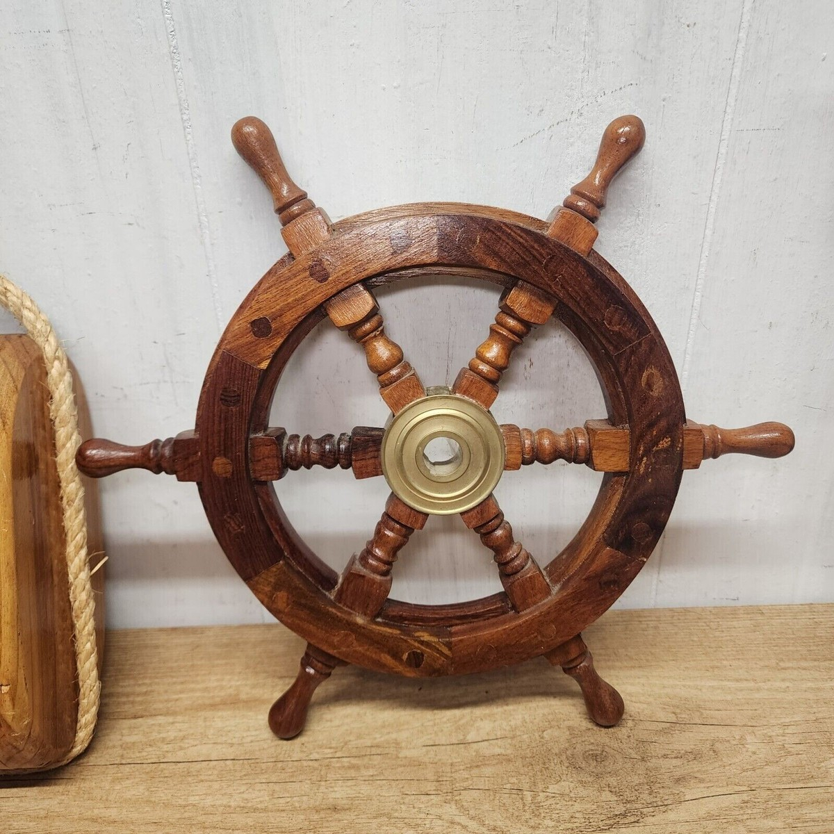 Ship Wheels Nautical Antique Antique Wood + Brass Sailing Ship Wheel within Small Spaces Big Impact Decorating With Compact 6 Inch Nautical Ship Wheels
