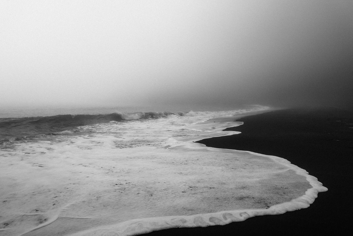 The Black Sand Beach Of Vík — Iceland :: Behance in Blue Volcanic Beach, Seashore Photography Large Disc Metal Artwork, 11"