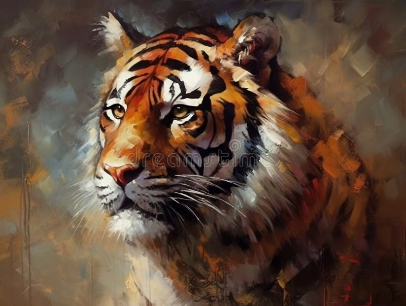 Tiger Wall Art Painting Stock Illustration. Illustration Of Artistic ... intended for Mercana White Tail Ii Oil Painting