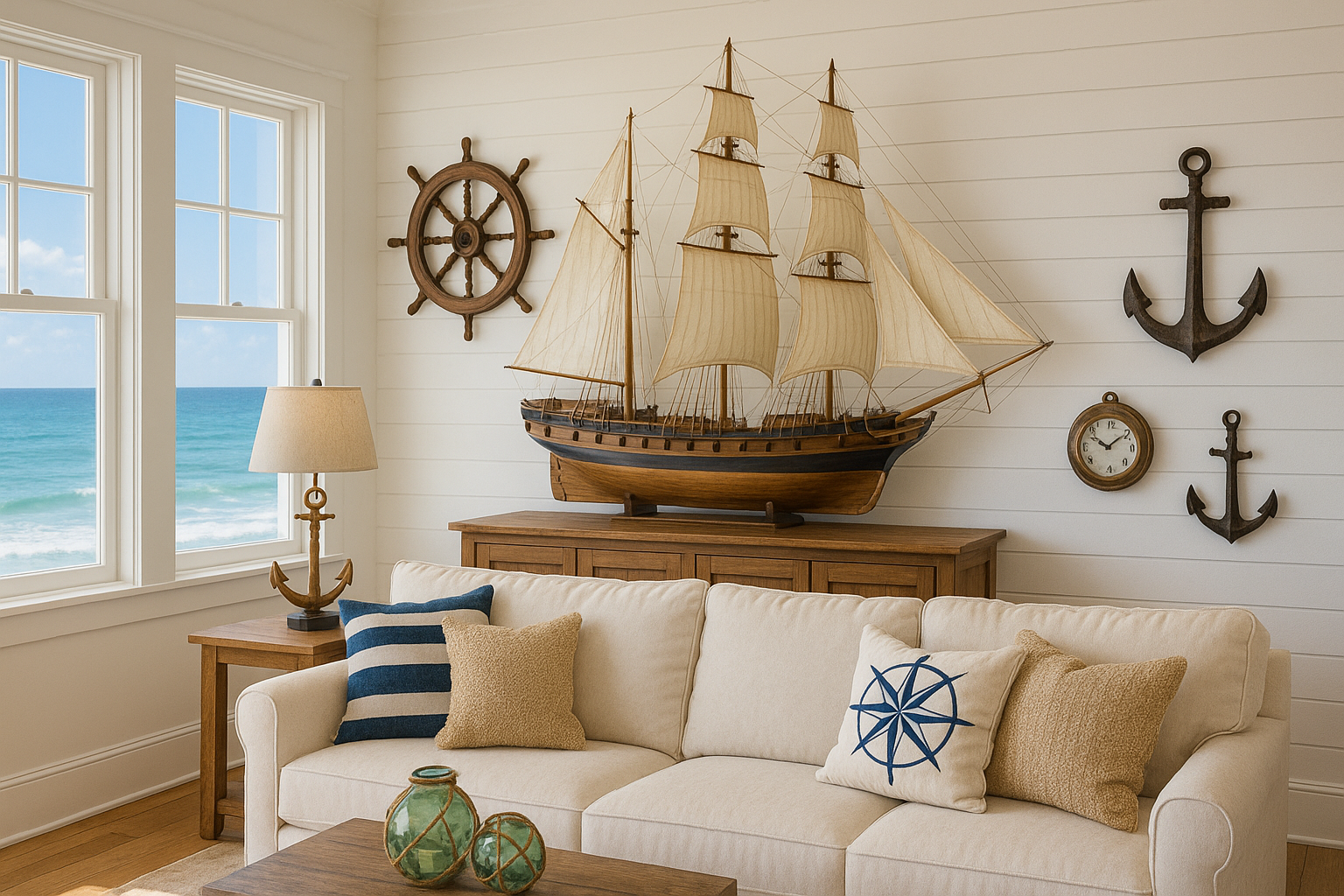 Top Nautical Decor Ideas To Transform Your Coastal Space In 2025 intended for Rustic Dark Blue And White Decorative Ship Wheel 6'', Boat Steering Wheel