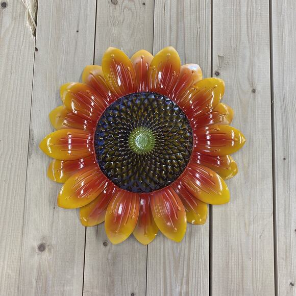 How an eleven inch red sunflower metal disc transforms awkward wall spaces